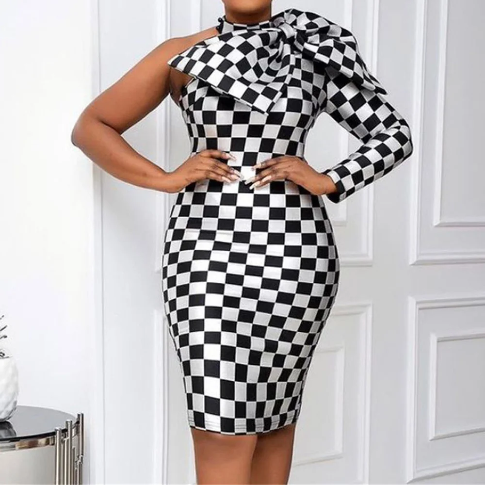 One Shoulder Big Bow Party Dress Women Sexy Backless Black Plaid Summer Vestido African Women Cocktail Maxi Robe Night Club
One Shoulder Big Bow Party Dress Women Sexy Backless Black Plaid Summer Vestido African Women Cocktail Maxi Robe Night Club