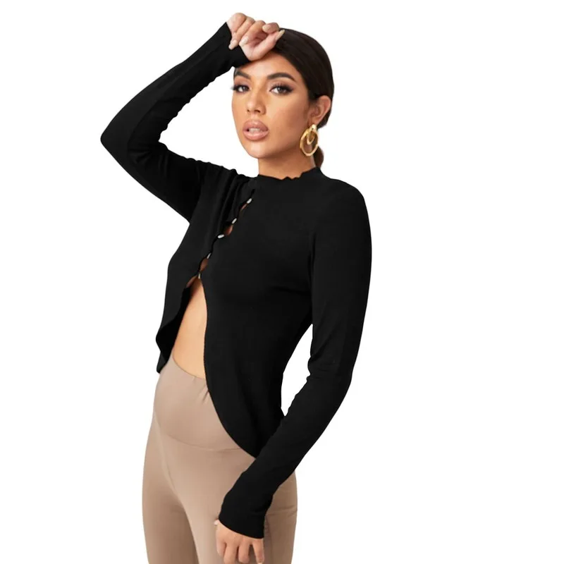 2021 Spring New Women's Sexy Hollow Button Round Neck T-shirt Outer Wear Bodycon Knit Top Solid Color
2021 Spring New Women's Sexy Hollow Button Round Neck T-shirt Outer Wear Bodycon Knit Top Solid Color