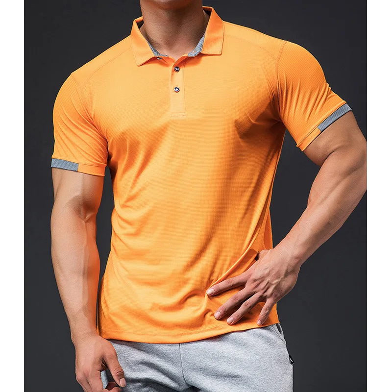 fitness Short sleeve Male casual Sweat absorbing and quick-drying Elastic breathable Lapel MAN T shirt Muscle training slim top
fitness Short sleeve Male casual Sweat absorbing and quick-drying Elastic breathable Lapel MAN T shirt Muscle training slim top