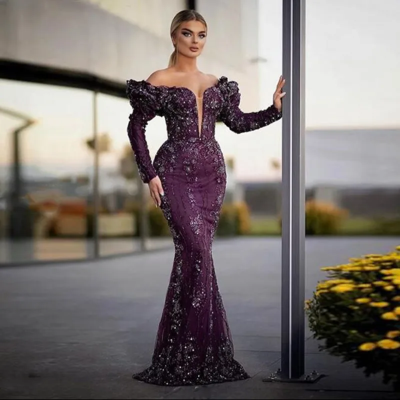 Purple Off The Shoulder Mermaid Evening Gowns Saudi Arabia Lace Applqiues Beads Prom Dresses Dubai Robe De Soiree Custom Made
Purple Off The Shoulder Mermaid Evening Gowns Saudi Arabia Lace Applqiues Beads Prom Dresses Dubai Robe De Soiree Custom Made