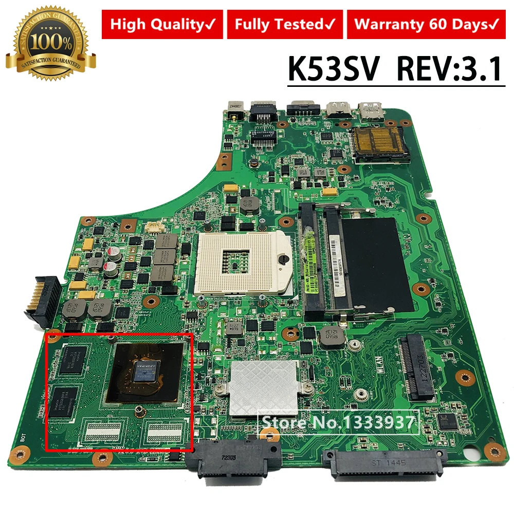 Материнская плата K53SV для ноутбука K53SV REV 3,1, подходит для ASUS K53SC A53S X53S P53S K53SJ K53SC материнская плата для ноутбука
Материнская плата K53SV для ноутбука K53SV REV 3,1, подходит для ASUS K53SC A53S X53S P53S K53SJ K53SC материнская плата для ноутбука