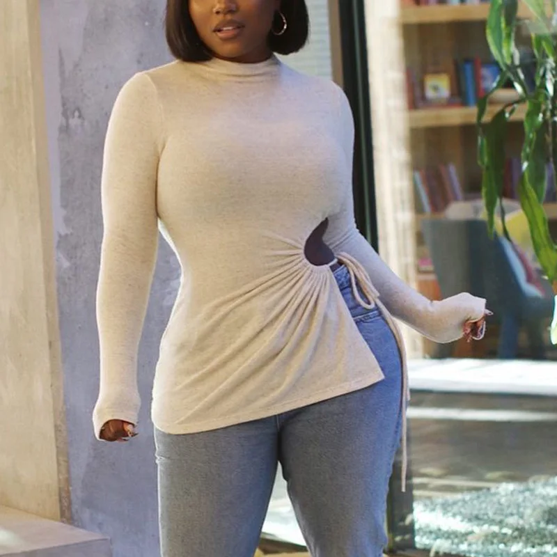 Новая модная женская Повседневная Блузка с длинным рукавом и круглым вырезом, сексуальные дизайнерские топы с вырезами и кулиской
Новая модная женская Повседневная Блузка с длинным рукавом и круглым вырезом, сексуальные дизайнерские топы с вырезами и кулиской