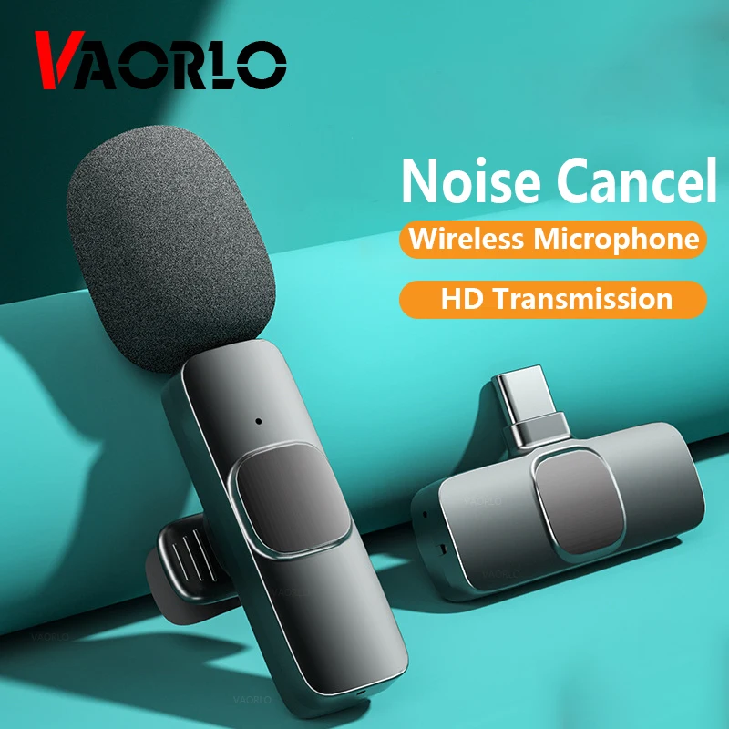 

VAORLO 2.4G Wireless Clip Microphone Receiver HD Noise Cancel Live Mic For Recording Tiktok Show Mini Microphone Wireless