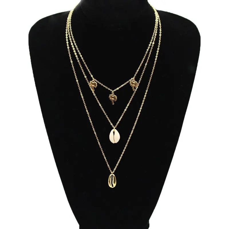 Simple Bohemian Palm Tree Shell Necklace Pendants Women Multilayer Gold Silver Long Chain Necklaces 
Simple Bohemian Palm Tree Shell Necklace Pendants Women Multilayer Gold Silver Long Chain Necklaces