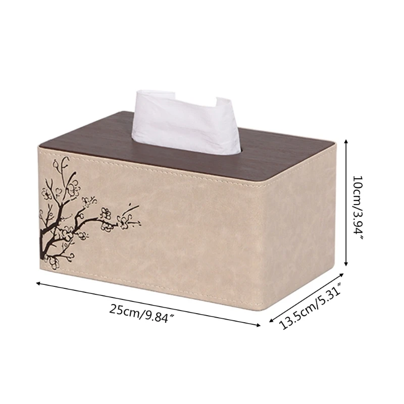 Chinese Style Plum Blossom PU Leather Rectangle Tissue Box Paper Towel Holder Desktop Napkin Storage Container for Home Office
Chinese Style Plum Blossom PU Leather Rectangle Tissue Box Paper Towel Holder Desktop Napkin Storage Container for Home Office