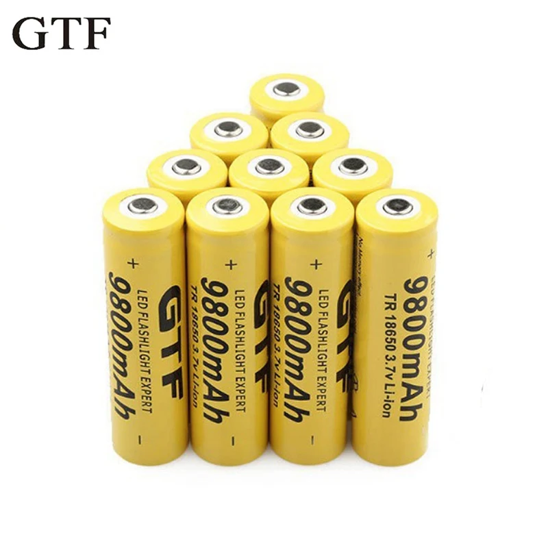 GTF3.7V 18650 Battery Rechargeable Li-ion for LED Torch Flashlight 9800mah Batteries accumulator battery Cell | Электроника