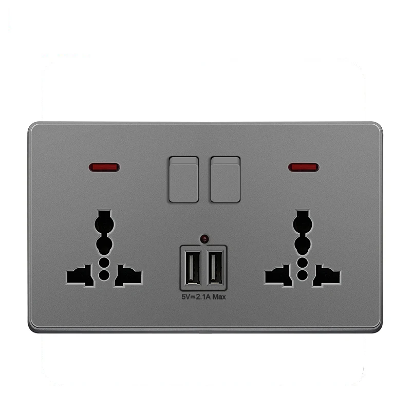 Универсальная настенная розетка-адаптер, 2.1A двойной usb-порт для зарядки, 146 мм * 86 мм, светодиодный индикатор, USB Коммутируемая розетка, серый
Универсальная настенная розетка-адаптер, 2.1A двойной usb-порт для зарядки, 146 мм * 86 мм, светодиодный индикатор, USB Коммутируемая розетка, серый