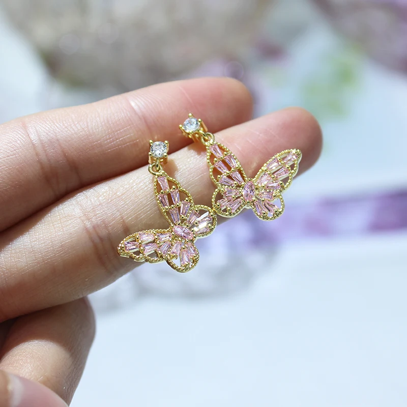 2021 New Arrival 14K Real Plated Butterfly Stud Earrings for Women Luxury Jewelry Pink Zircon Earrings
2021 New Arrival 14K Real Plated Butterfly Stud Earrings for Women Luxury Jewelry Pink Zircon Earrings