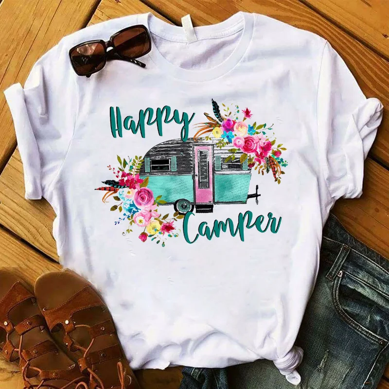 Women Lady T Shirt Happy Camper Printed Tshirt Ladies Short Sleeve Loose Tee Shirt Women Female Tops Clothes Graphic T-shirt
Women Lady T Shirt Happy Camper Printed Tshirt Ladies Short Sleeve Loose Tee Shirt Women Female Tops Clothes Graphic T-shirt