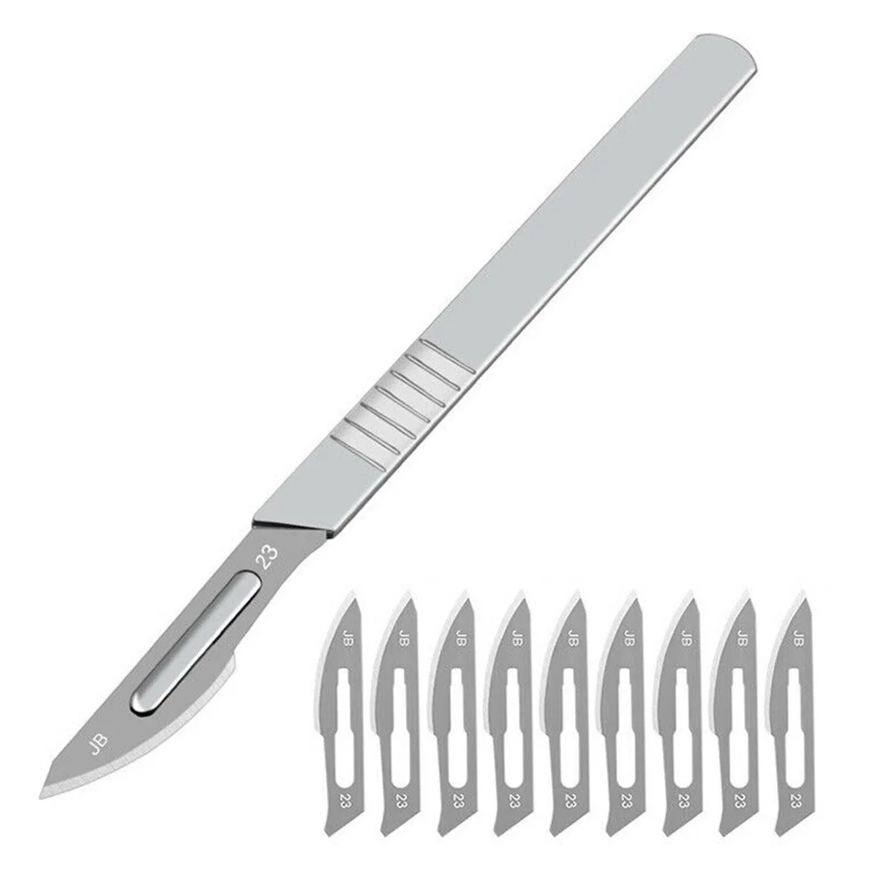 11pcs Set Carbon Steel Carving Metal Scalpel Blades Number 11 23 Medical Cutting Handel Scalpel Kni-fe DIY Tool Kits Non Slip
11pcs Set Carbon Steel Carving Metal Scalpel Blades Number 11 23 Medical Cutting Handel Scalpel Kni-fe DIY Tool Kits Non Slip