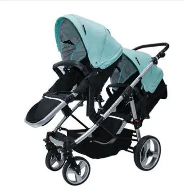 

twin baby high landscape stroller big and small baby pram two child trolley can sit and lie Inflatable tires