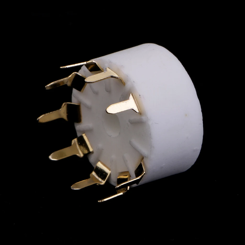 White Ceramics Gold Plated 9-pin Tube Socket GZC9-A-G Vacuum Tube Saver Base 
White Ceramics Gold Plated 9-pin Tube Socket GZC9-A-G Vacuum Tube Saver Base
