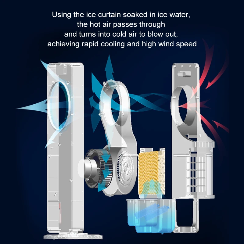 Leafless Air Conditioner Fan Dual Refrigeration Cycle Air Strong Wind Humidifying Household Shaking Head Fan 65W 220V
Leafless Air Conditioner Fan Dual Refrigeration Cycle Air Strong Wind Humidifying Household Shaking Head Fan 65W 220V