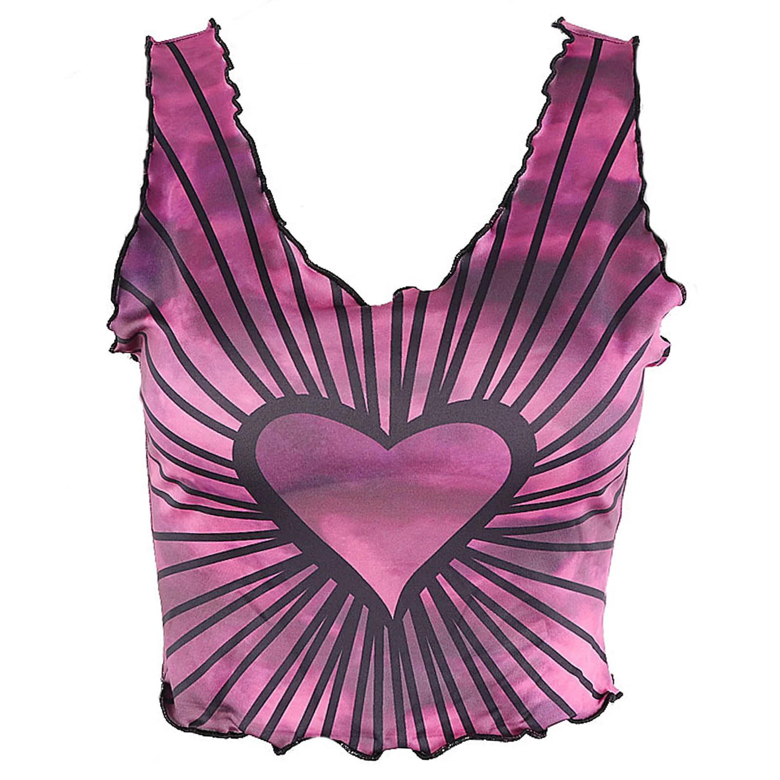 Women Purple Heart Patten Printed Fashion Stripes Tank Tops U Neck Sleeveless Cropped T-shirts Slim Fit Scalloped Vest Clubwears
Women Purple Heart Patten Printed Fashion Stripes Tank Tops U Neck Sleeveless Cropped T-shirts Slim Fit Scalloped Vest Clubwears