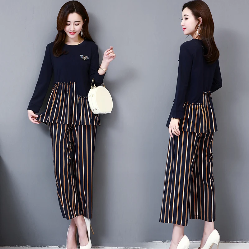 Women's Clothing Sets Two Piece Suit with Wide Pants Top Striped Plus Size Large Outfit Striped Co-ord Set 2020 Winter Autumn
Women's Clothing Sets Two Piece Suit with Wide Pants Top Striped Plus Size Large Outfit Striped Co-ord Set 2020 Winter Autumn