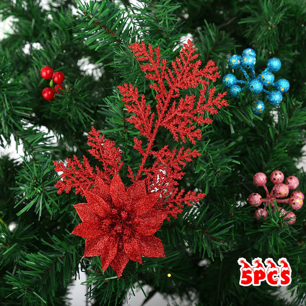 5X Christmas Poinsettia Glitter Flower Pine Branches Tree Hanging Party Decor Artificial Flower For Christmas Home Wedding Decor
5X Christmas Poinsettia Glitter Flower Pine Branches Tree Hanging Party Decor Artificial Flower For Christmas Home Wedding Decor