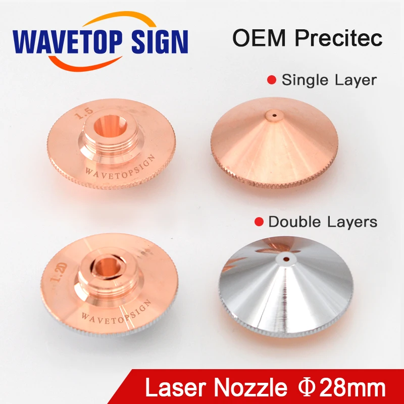 WaveTopSign Dia.28mm Laser Nozzle Single Double Layer Caliber 0.8-5.0 Thread M11 for Precitec WSX Fiber Laser Cutting Head
WaveTopSign Dia.28mm Laser Nozzle Single Double Layer Caliber 0.8-5.0 Thread M11 for Precitec WSX Fiber Laser Cutting Head