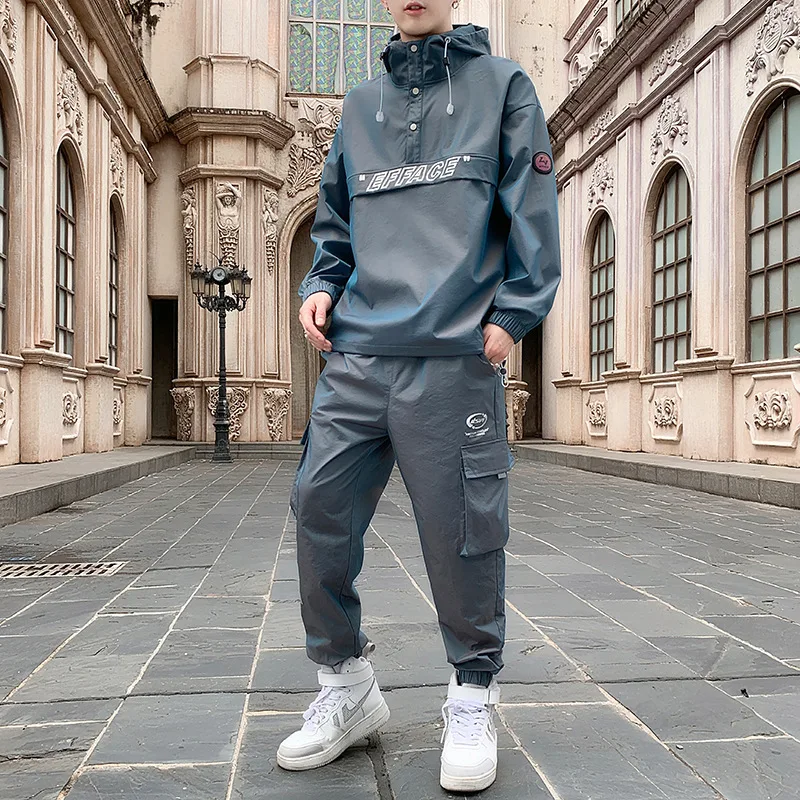 Спортивный костюм мужской из двух предметов, Модный Блестящий костюм-двойка, пальто и длинные брюки в стиле хип-хоп
Спортивный костюм мужской из двух предметов, Модный Блестящий костюм-двойка, пальто и длинные брюки в стиле хип-хоп