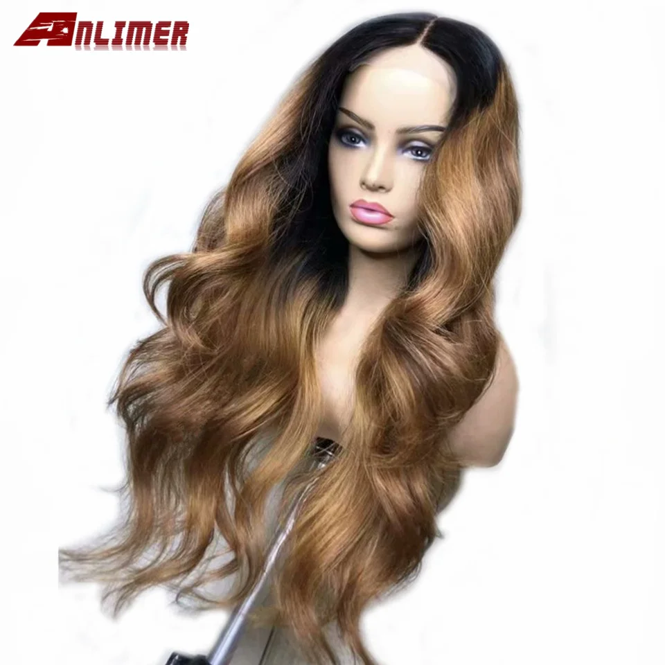 Ombre Color 1B/27 Lace Front Human Hair Wigs Brazilian Remy Wig Pre Plucked Body Wave 13*4 With Baby | Шиньоны и парики