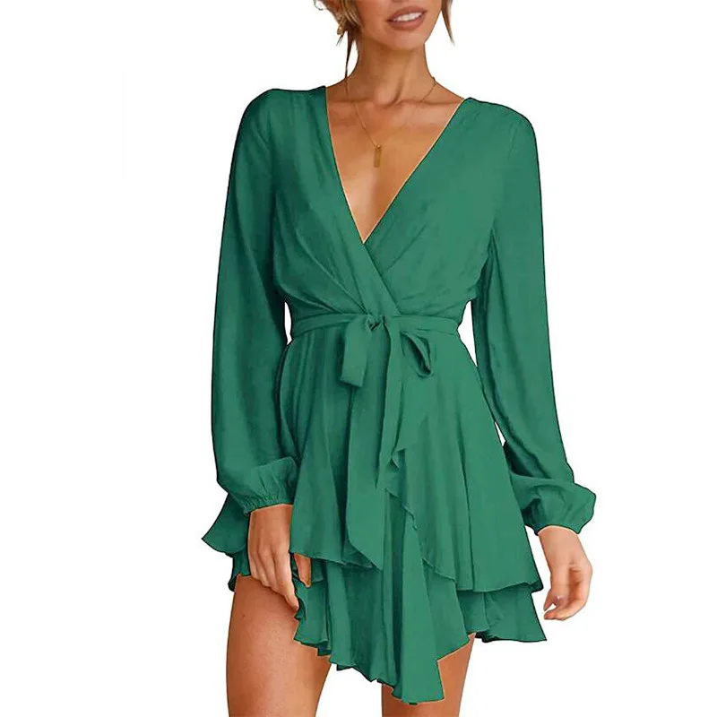 Street Women Dress V-neck Solid Ruffle Asymmetry Dress Lacing Long-sleeved Zipper Tube Top Sport Autumm Dress
Street Women Dress V-neck Solid Ruffle Asymmetry Dress Lacing Long-sleeved Zipper Tube Top Sport Autumm Dress
