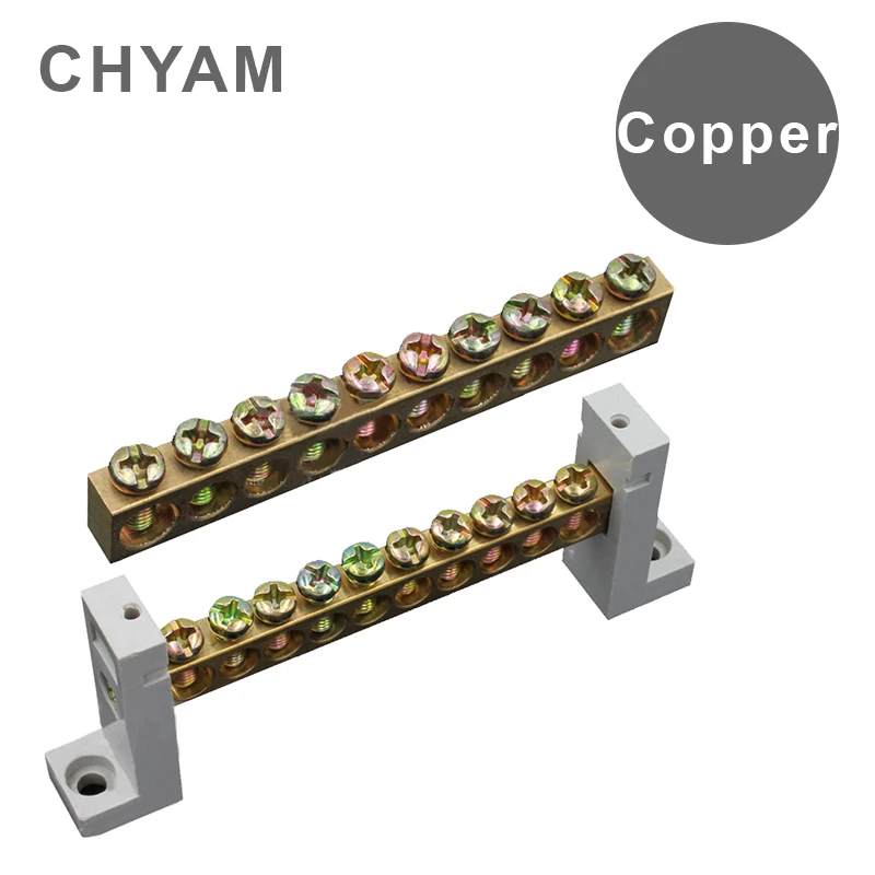 

Terminal Block Connection Row 5 7 10 Holes Ground Copper Bar Distribution Box Screws Type Connector