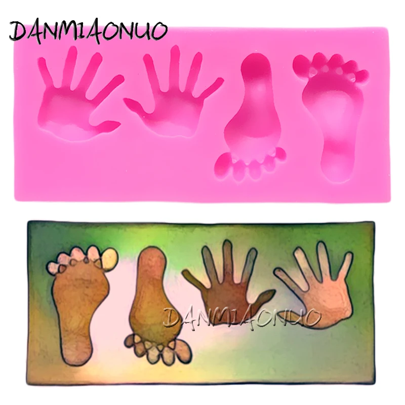 

DANMIAONUO A1330017 Baby Feet and Hands Cake Decoration Molde De Silicone Para Biscuit Moule Chocolat Foremki Silikonowe Piorko