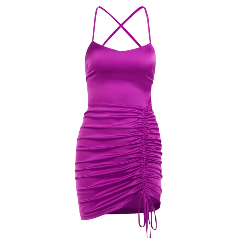 OSLLENLLA Thin Spaghetti Strap Mini Dress Women Sexy Satin Ruched Mini Dress with Drarstring Hem Ladies Bodycon Short Dress
OSLLENLLA Thin Spaghetti Strap Mini Dress Women Sexy Satin Ruched Mini Dress with Drarstring Hem Ladies Bodycon Short Dress