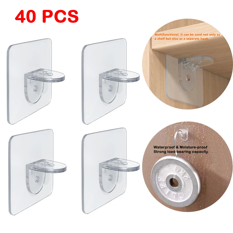 4/40pcs Closet Support Pegs 90° Cabinet Shelf Supports Adhesive Free-punching Wall Hangers Clips Wardrobe Shelf Holder Rack
4/40pcs Closet Support Pegs 90° Cabinet Shelf Supports Adhesive Free-punching Wall Hangers Clips Wardrobe Shelf Holder Rack