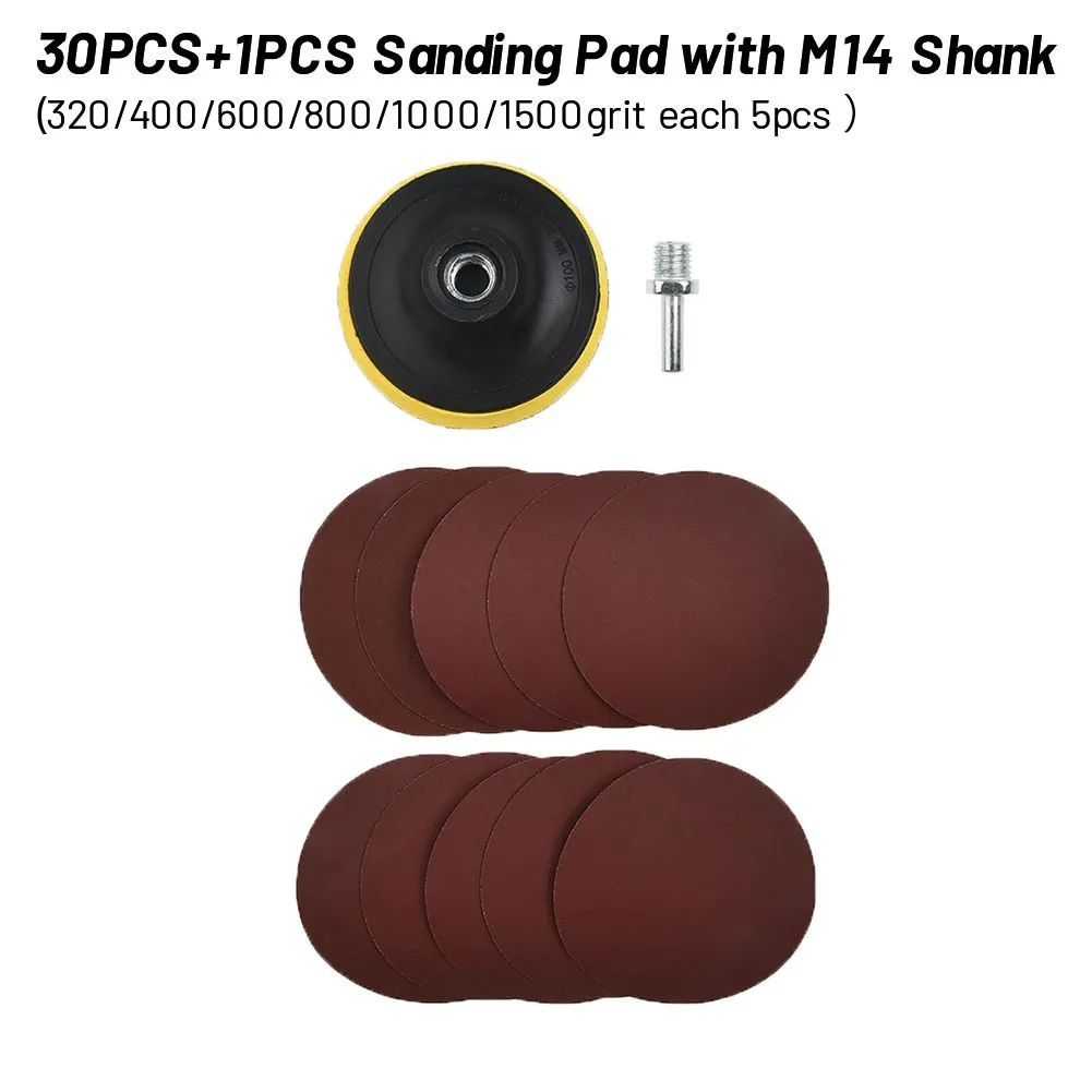 30Pc 4'' Sanding Disc Sandpaper 320-1500grit+Backer Pad+M14Drill Adapter Loop Sanding Pad Discs For Cleaning And Polishing Tool
30Pc 4'' Sanding Disc Sandpaper 320-1500grit+Backer Pad+M14Drill Adapter Loop Sanding Pad Discs For Cleaning And Polishing Tool
