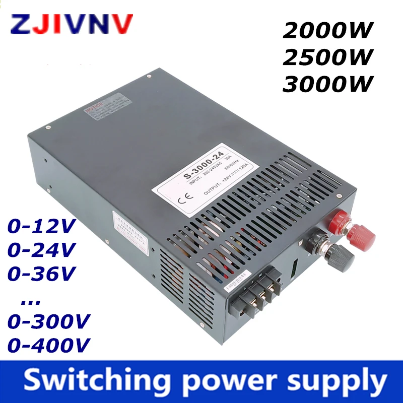 

2000W 2500W 3000W Switching power supply 0-12V 24V 36V 48V 60V 80V 90V 110V 220V 300V 400V AC-DC voltage current adjustable SMPS