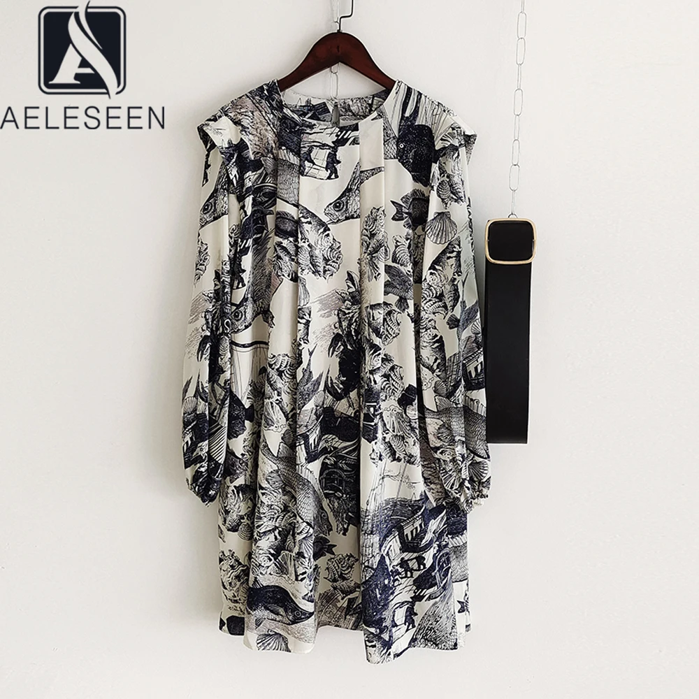 AELESEEN Vintage Women Summer Dress 2021 Runway Fashion Loose Style Fish Flower Print With Belt Casula Holiday Mini Dress
AELESEEN Vintage Women Summer Dress 2021 Runway Fashion Loose Style Fish Flower Print With Belt Casula Holiday Mini Dress