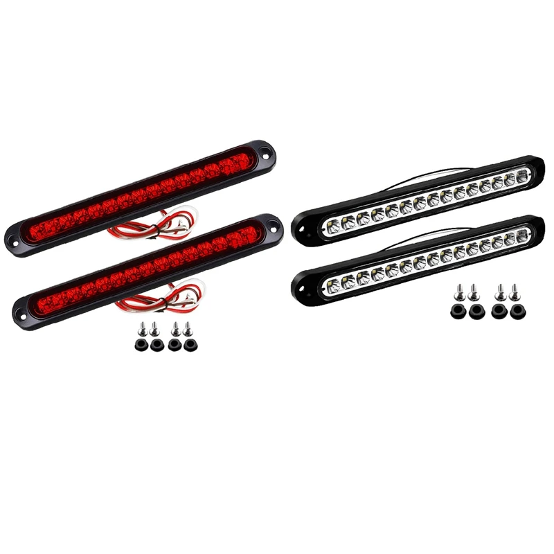 4Pcs 10Inch 15 LED Trailer Light LED Stop Turn Tail Light Third Brake Bar Strip For Boats Trucks, 2 Pcs Red & 2Pcs White
4Pcs 10Inch 15 LED Trailer Light LED Stop Turn Tail Light Third Brake Bar Strip For Boats Trucks, 2 Pcs Red & 2Pcs White