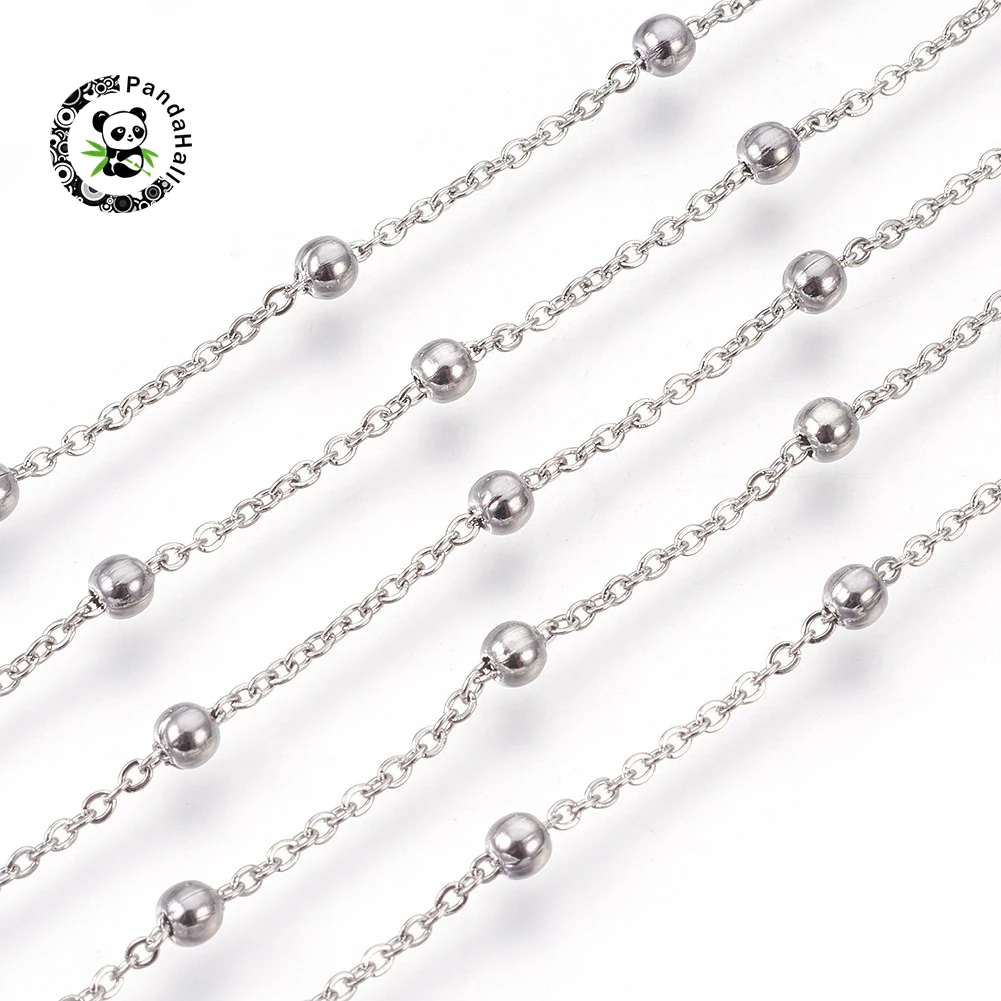 10m Stainless Steel Cable Chains Flat Oval Satellite Chains with Round Beads Soldered For Jewelry Making 2~4mm
10m Stainless Steel Cable Chains Flat Oval Satellite Chains with Round Beads Soldered For Jewelry Making 2~4mm