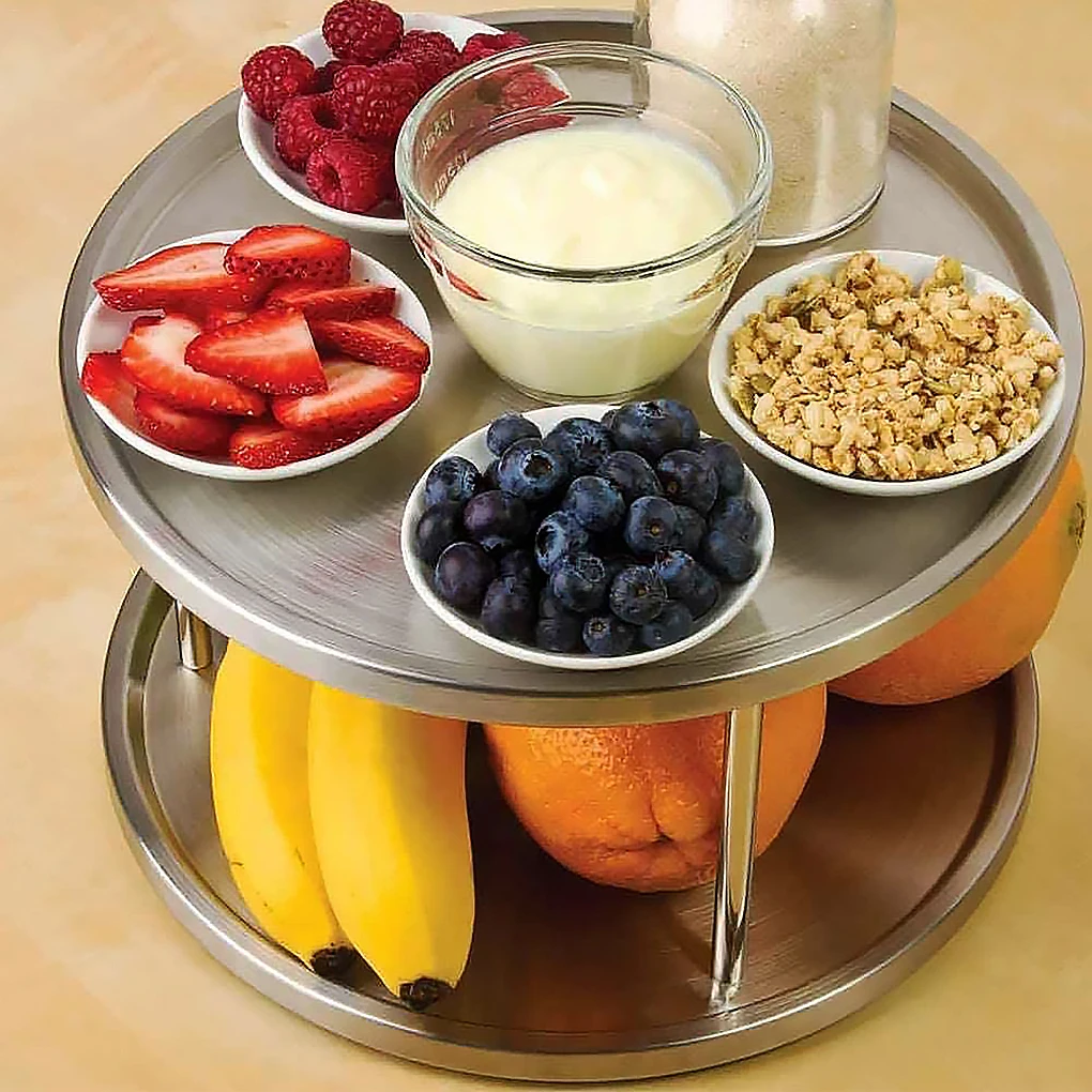 2-Tier 360 Degree Rotatable Spice Tray Stainless Steel Kitchen Spice Round Stand Holder Rack
2-Tier 360 Degree Rotatable Spice Tray Stainless Steel Kitchen Spice Round Stand Holder Rack