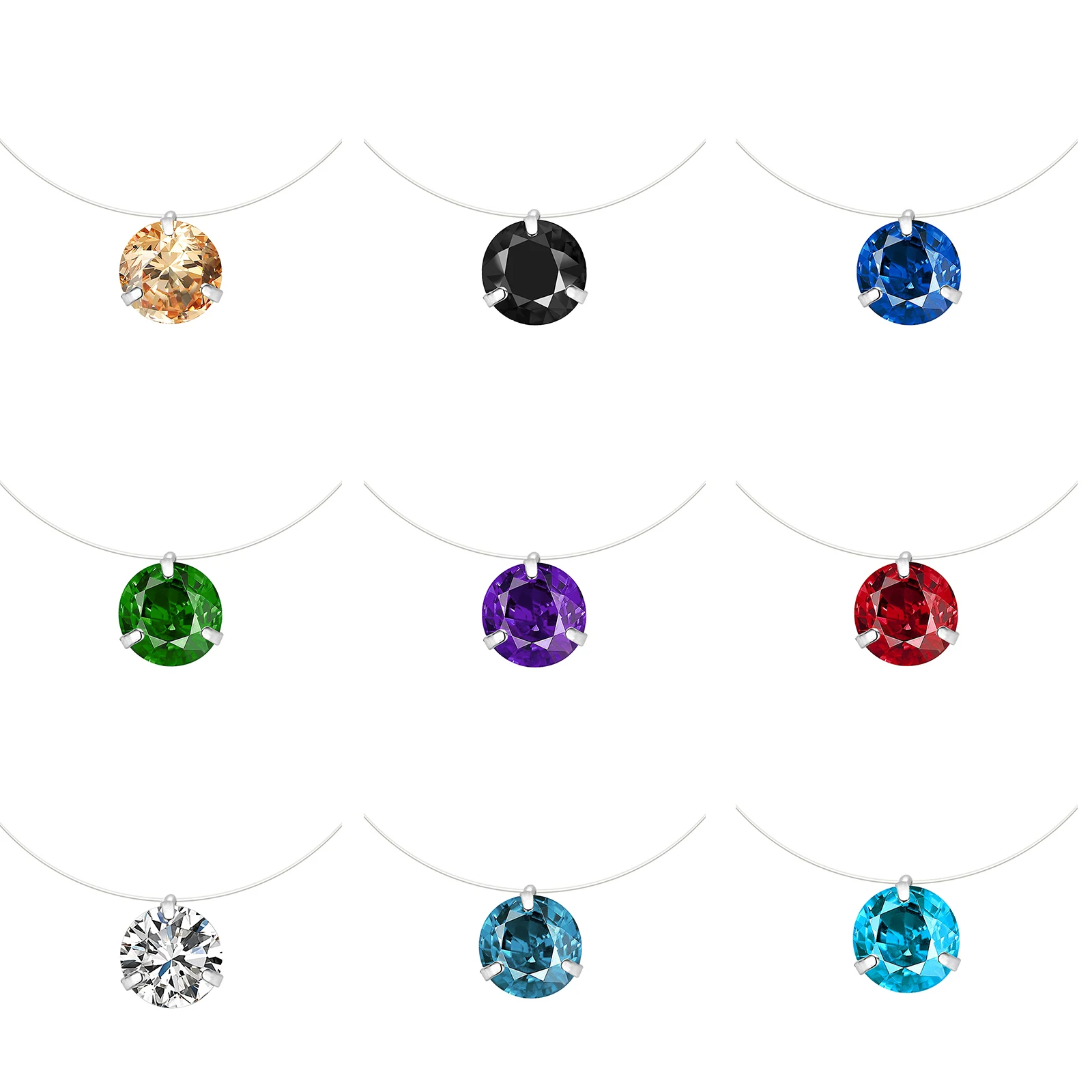 Ожерелье DoreenBeads на леске с круглым прозрачным кубическим цирконием женское