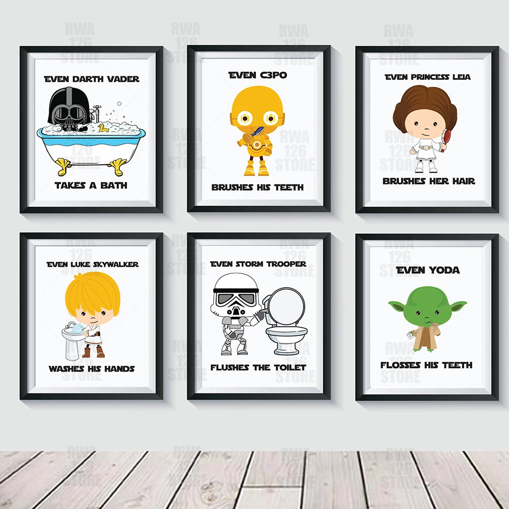 Star Wars Bathroom Wall Art Decor Anime Poster Disney Cartoon Superhero Skywalker Canvas Painting Washroom Home Decoration Mural
Star Wars Bathroom Wall Art Decor Anime Poster Disney Cartoon Superhero Skywalker Canvas Painting Washroom Home Decoration Mural