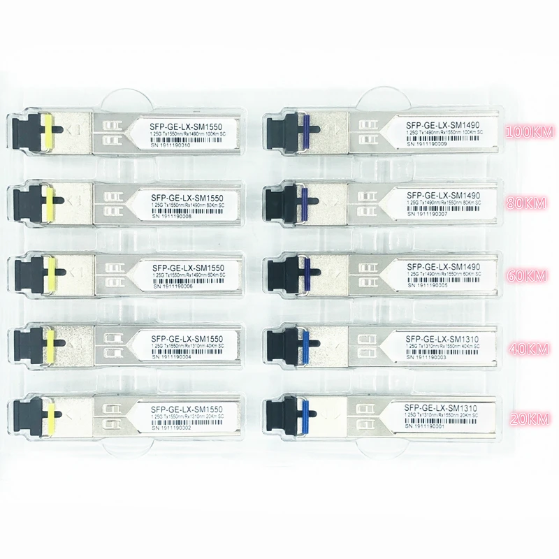 SC SFP волоконно оптический модуль 1 25G 20/40/60/80/100 км 1310/1490/1550 нм одиночный совместимый