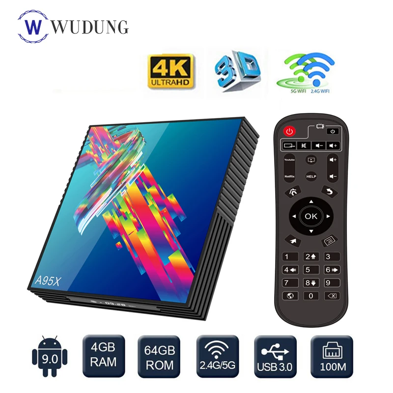 Приставка Смарт ТВ A95X R3 Android 9 0 4 + 64 ГБ ядра 4K HD Wi Fi|ТВ-приставки и медиаплееры| |