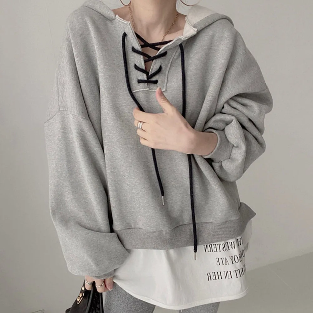 Hoodie Women Autumn New Loose Long Sleeve Hooded Drawstring Pullover Double Layer Patchwork Print Casual Sweet Female Hoodies
Hoodie Women Autumn New Loose Long Sleeve Hooded Drawstring Pullover Double Layer Patchwork Print Casual Sweet Female Hoodies