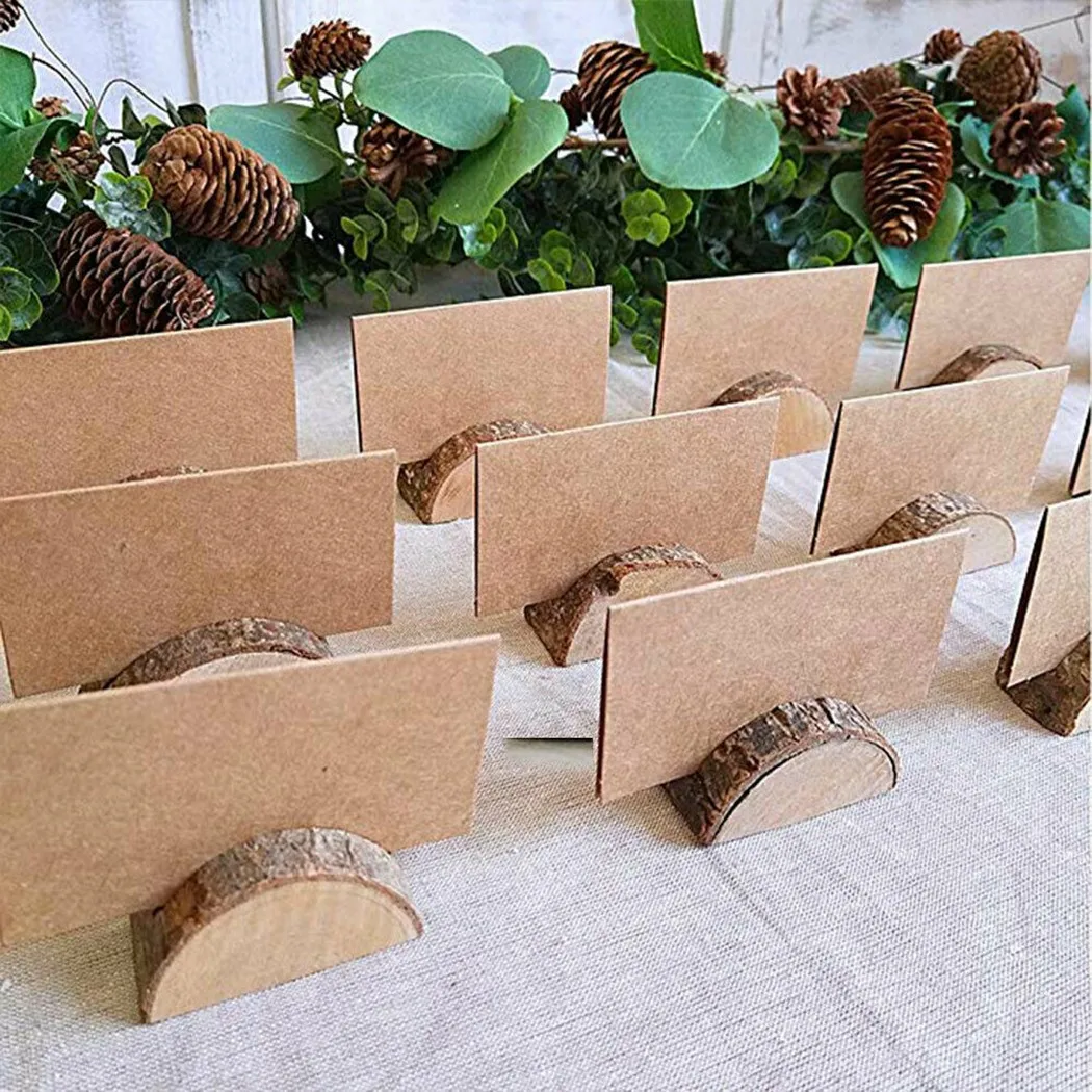 20PCS Wooden Table Card Holder Name Place Cards Signs Stand Stump Wedding Party Sign Wood Craft Menu Clip Card Decorate Supplies
20PCS Wooden Table Card Holder Name Place Cards Signs Stand Stump Wedding Party Sign Wood Craft Menu Clip Card Decorate Supplies