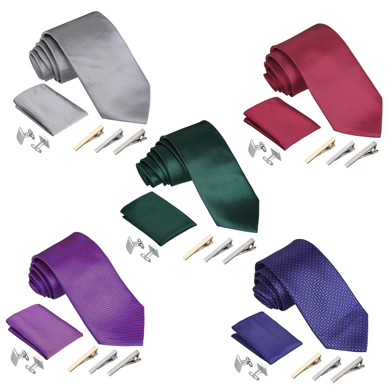 Men Plaid Striped Necktie Tie Clip Pocket Square Handkerchief Cufflinks Set Gift
Men Plaid Striped Necktie Tie Clip Pocket Square Handkerchief Cufflinks Set Gift