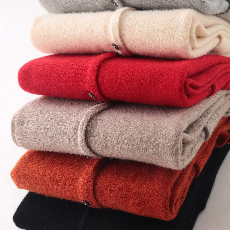 Female solid elegant cardigans full sleeves knitted real natural wool fashion casual blouses
Female solid elegant cardigans full sleeves knitted real natural wool fashion casual blouses