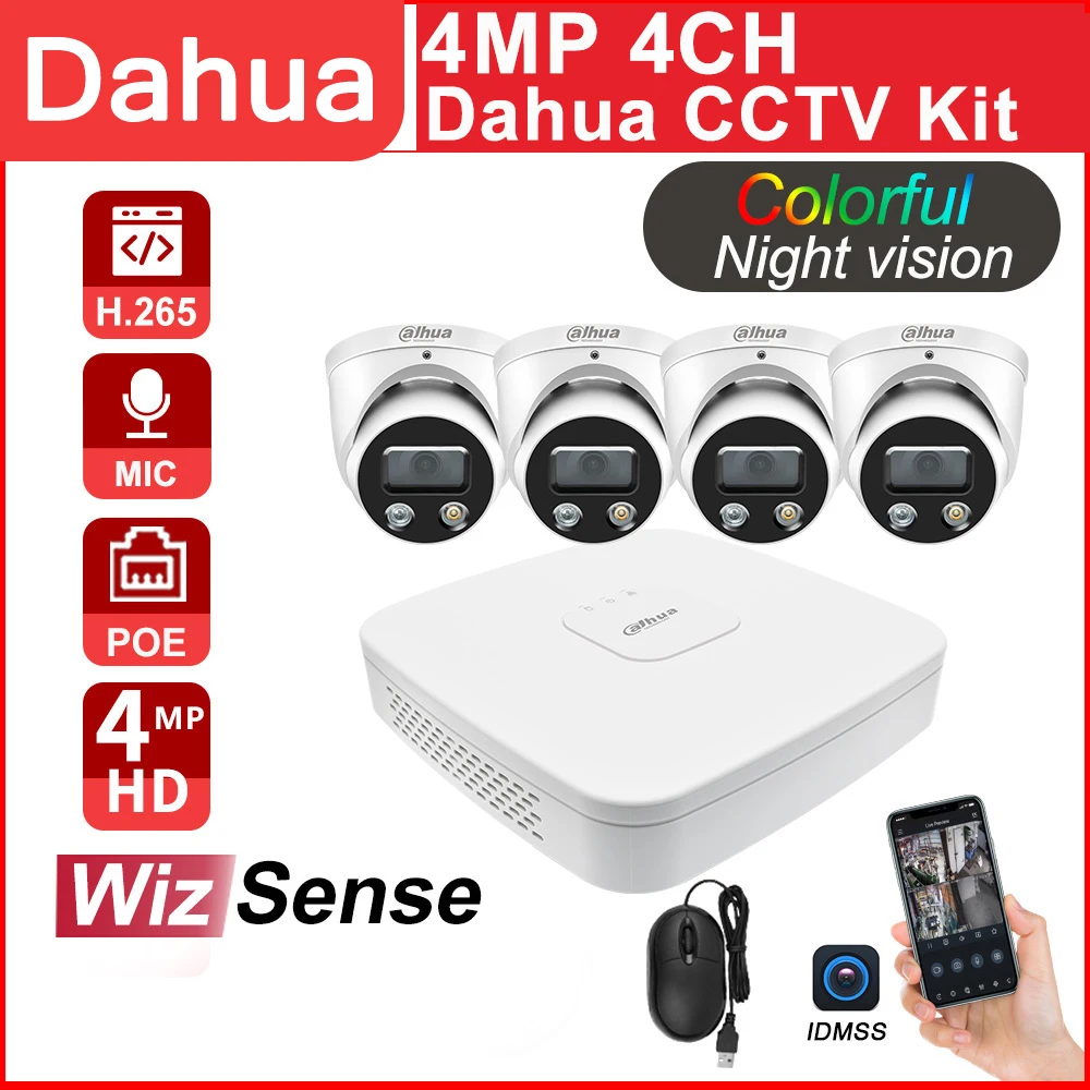Dahua CCTV kit NVR 4CH 4K NVR2104-P-I 4MP IPC-HDW3449H-PV-AS WizSense Network Video Recorder Remote View Surveillance System
Dahua CCTV kit NVR 4CH 4K NVR2104-P-I 4MP IPC-HDW3449H-PV-AS WizSense Network Video Recorder Remote View Surveillance System
