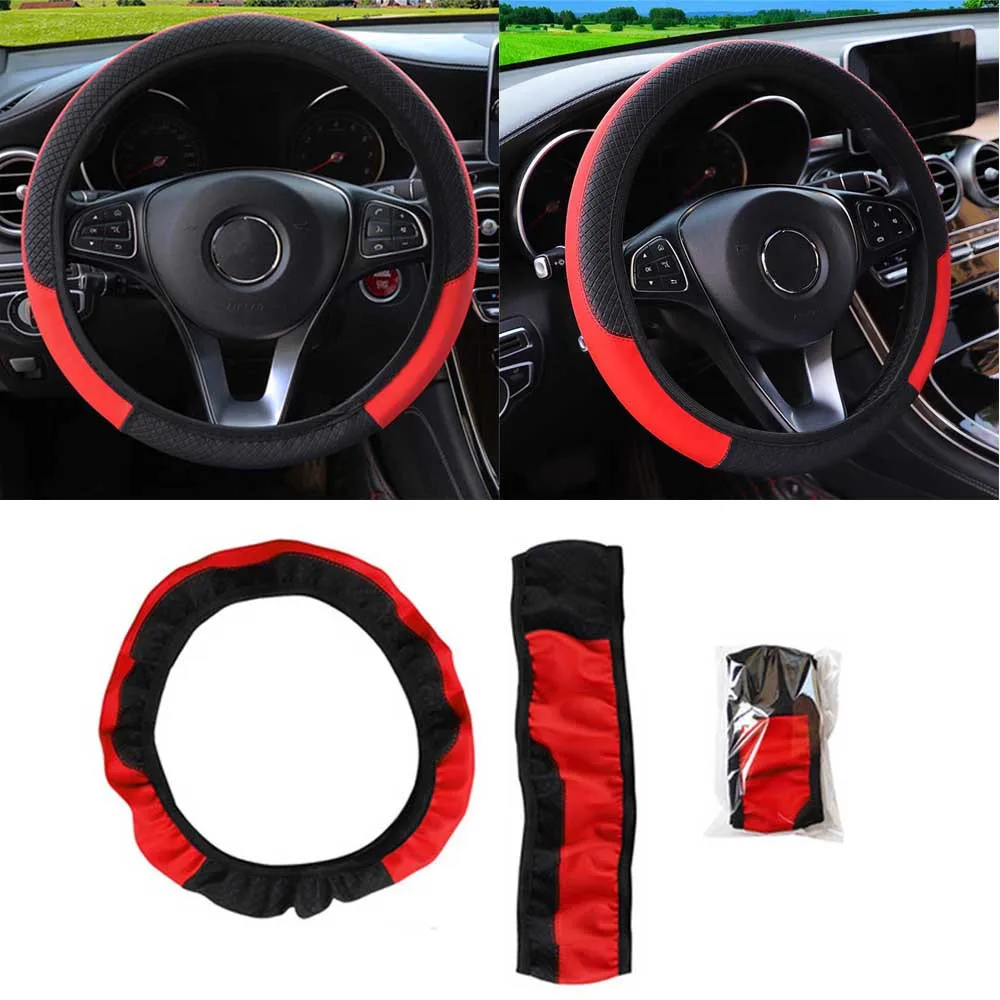 Car Auto Steering Wheel Cover Leather Breathable Anti-slip Protector Soft Material Comfortable FeeL RED Interior Accessories
Car Auto Steering Wheel Cover Leather Breathable Anti-slip Protector Soft Material Comfortable FeeL RED Interior Accessories