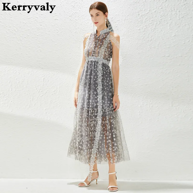 Autumn Stand Collar Sleeveless Mesh Embroidery Long Birthday Dress for Women Vintage Maxi Dresses Vestido Feminino K3121
Autumn Stand Collar Sleeveless Mesh Embroidery Long Birthday Dress for Women Vintage Maxi Dresses Vestido Feminino K3121