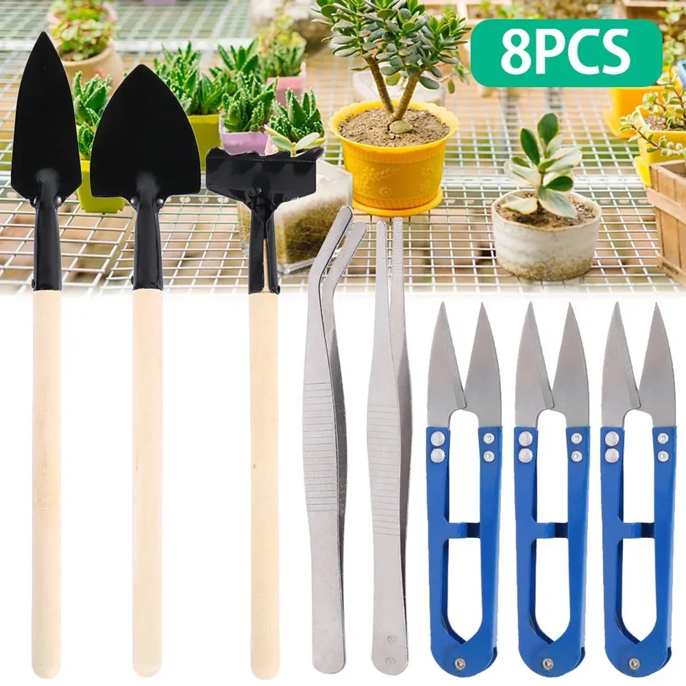 8 Pcs Mini Shovel Rake Tweezers Garden Hand Tools Kit Set Miniature Succulent Flower Planting Tools Accessories
8 Pcs Mini Shovel Rake Tweezers Garden Hand Tools Kit Set Miniature Succulent Flower Planting Tools Accessories