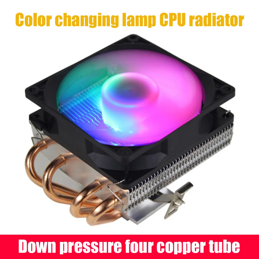 CPU Fan 4 Copper Tube Heatpipe 3Pin PC Cooling Fan RGB LED Cooling System Radiator Heatsink for 775/1158 1366
CPU Fan 4 Copper Tube Heatpipe 3Pin PC Cooling Fan RGB LED Cooling System Radiator Heatsink for 775/1158 1366