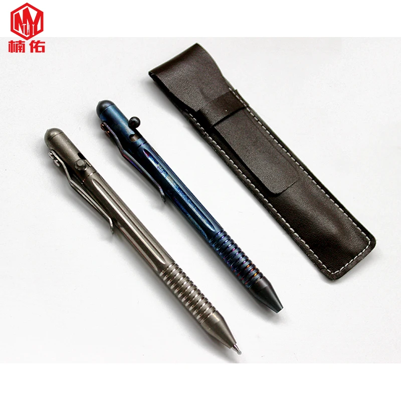 

1PC Titanium Alloy Gun Bolt Spring Press Signature Writing Pen Tactical Self-defense Metal Pen EDC Broken Window Multi-tool