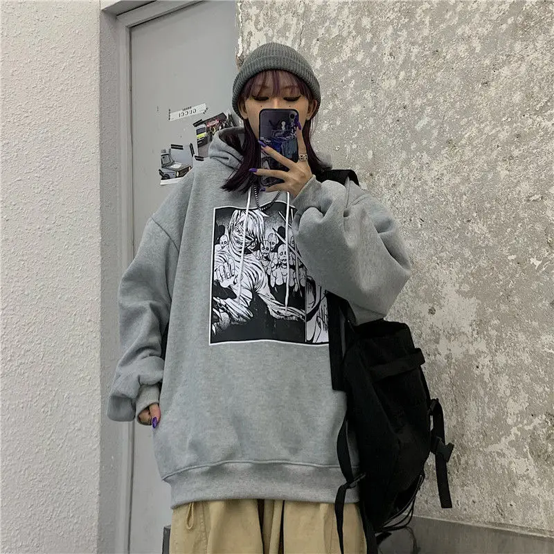 NiceMix Harajuku street anime zombie print plus velvet warm hoodies Autumn winter loose pullover hooded sweatshirt women men top
NiceMix Harajuku street anime zombie print plus velvet warm hoodies Autumn winter loose pullover hooded sweatshirt women men top