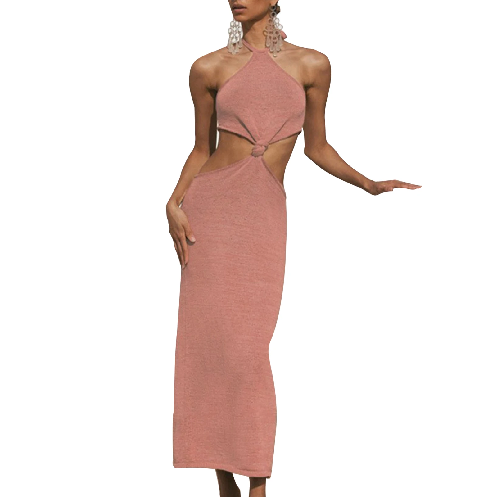 Dress Women's Sleeveless Summer Tight-Fitting Mini Dress Halter Slim Body Hollow Club Casual Comfortable FS99 
Dress Women's Sleeveless Summer Tight-Fitting Mini Dress Halter Slim Body Hollow Club Casual Comfortable FS99